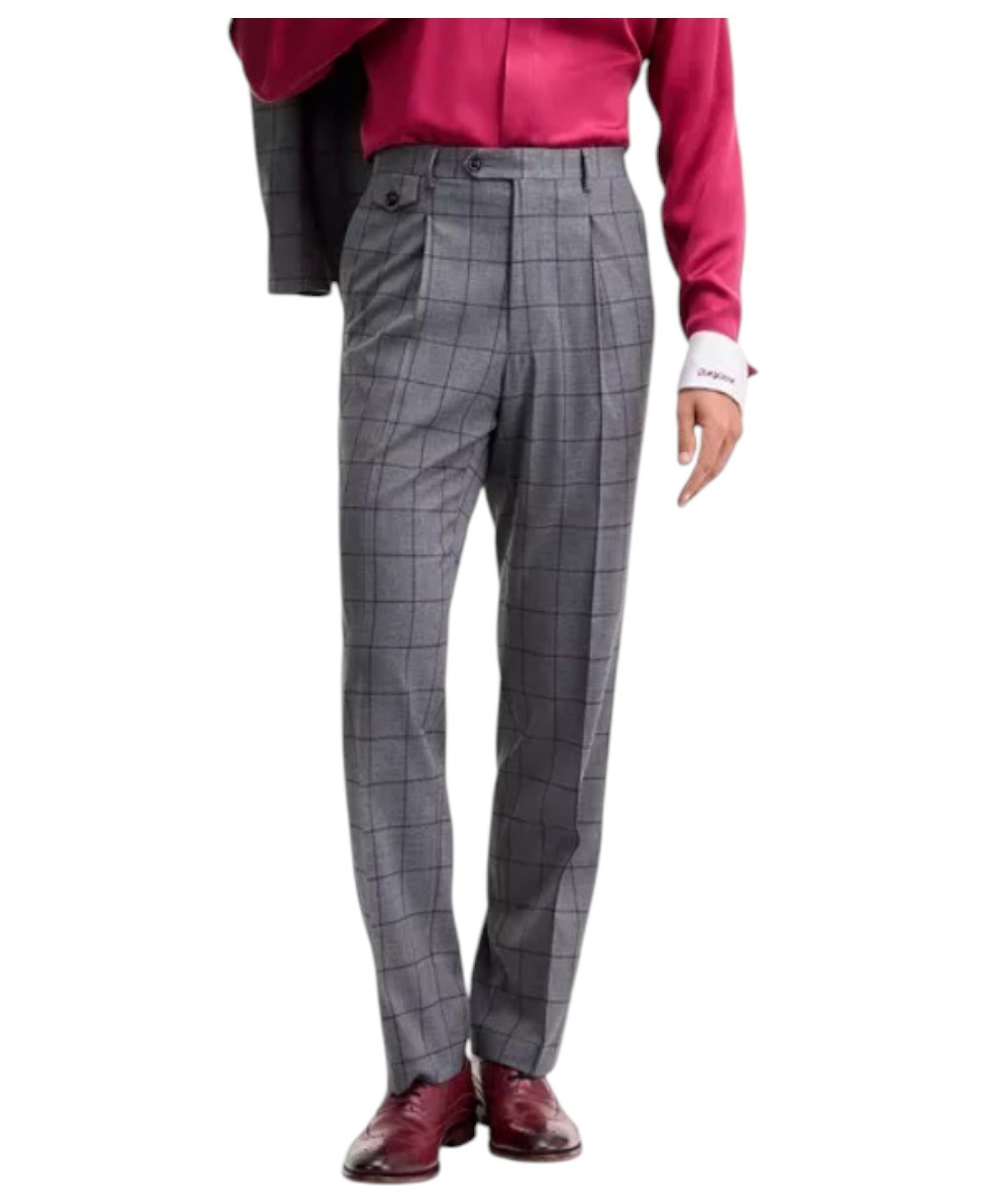 Tayion Mens Classic fit Dress Pants 32 / 32 Mid Grey Plaid