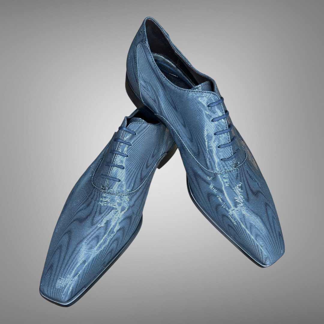 CESARE PACIOTTI MOIRE PATTERN LEATHER OXFORDS SHOES US 8