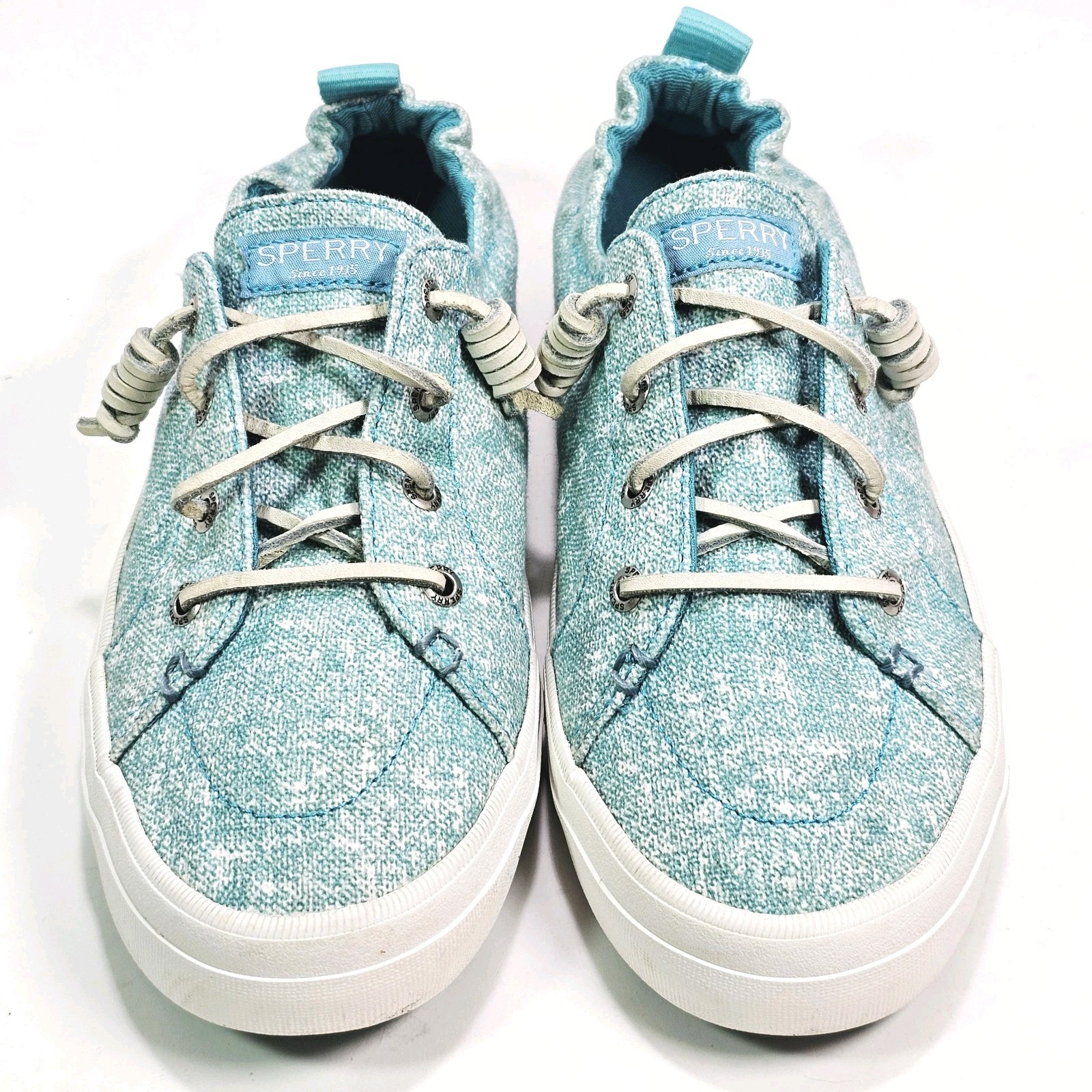Sperry Top-Sider Womens 8.0 M Crest Ebb Canvas Sandwash Sneakers Teal Slip-on