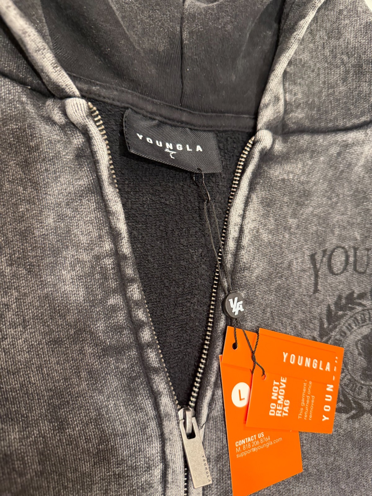 YoungLA – Mens Large Grey Wash- 5149 – Star Crest Hoodie- Sold Out! In hand!