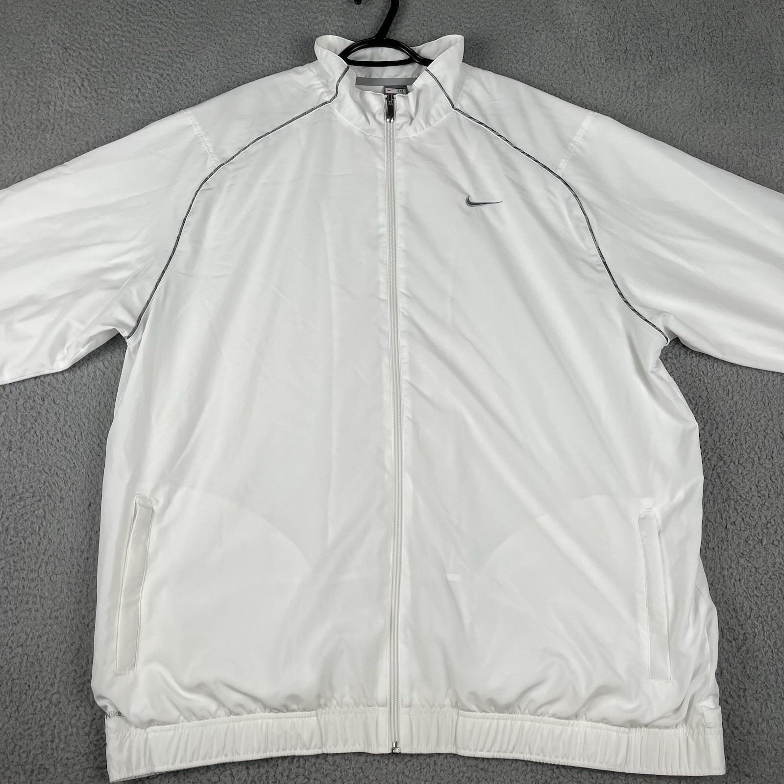 VTG Nike Jacket Mens 3XL White Track Windbreaker Full Zip Y2K Lined Lightweight