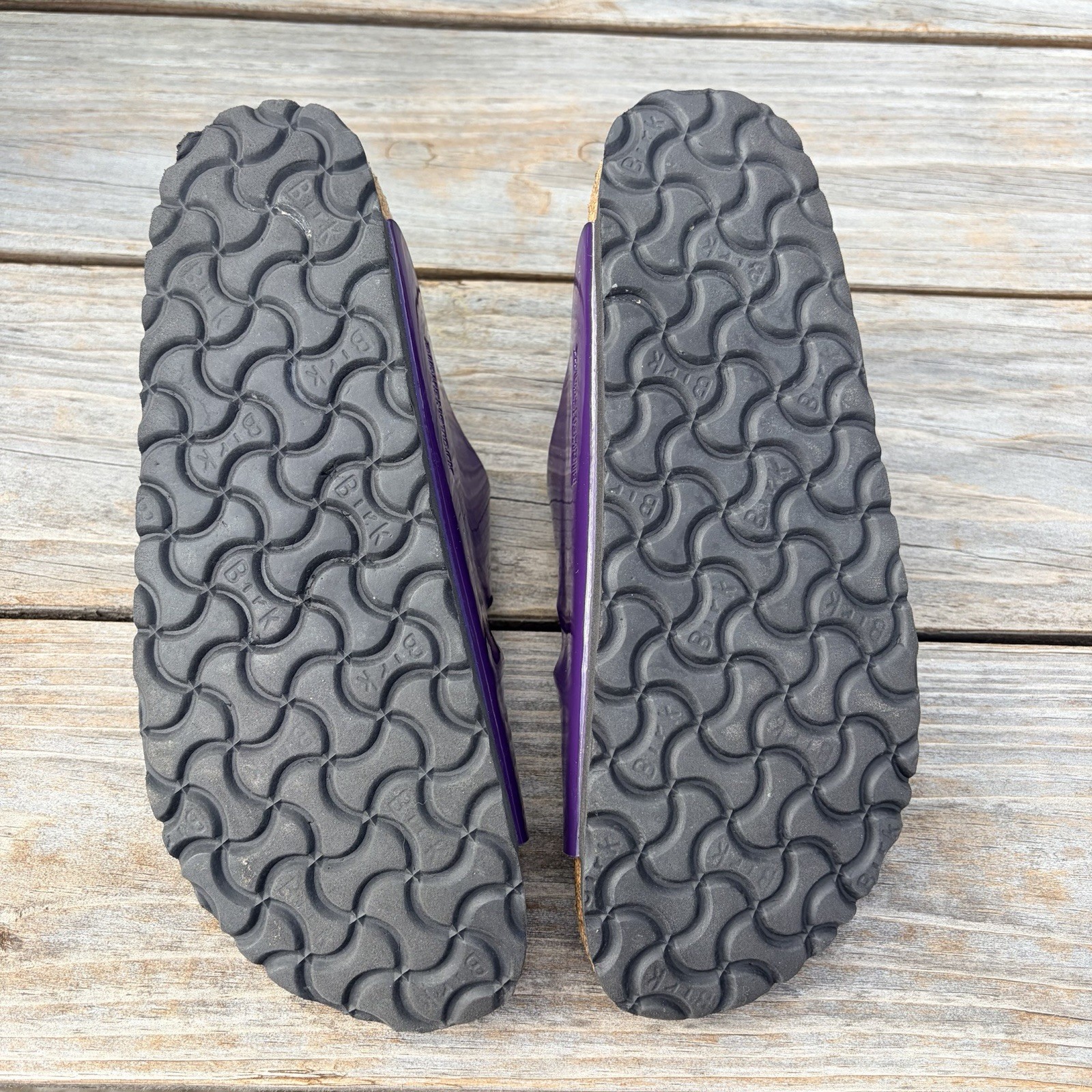 Birkenstock Arizona Patent Birko-Flor Sandals in Plum Size 38 7.5 US