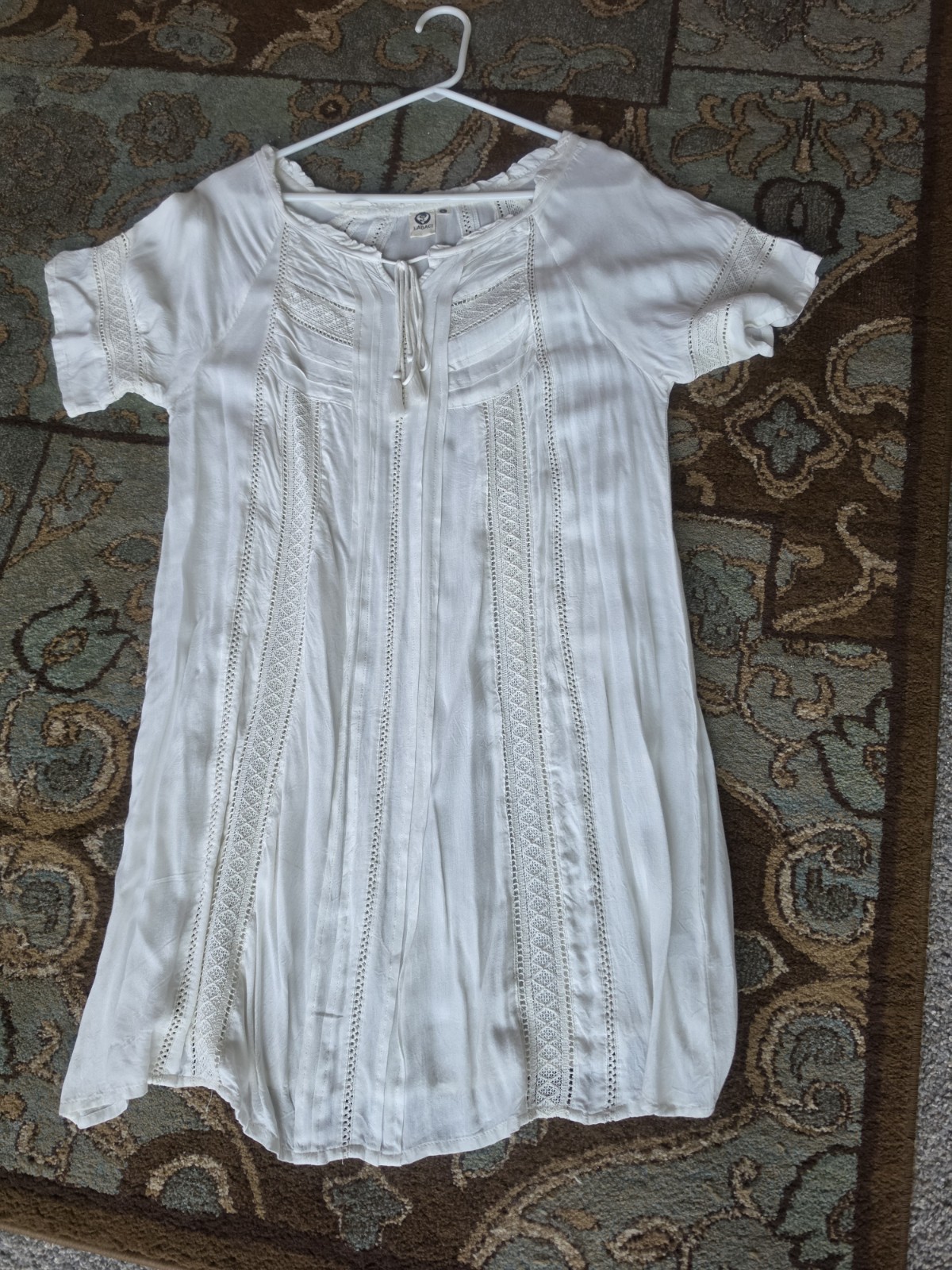 VINTAGE Y2K Womens LARGE BOHO Dress Knitted Lace ROMANTIC/ COTTAGECORE/ FLOWY