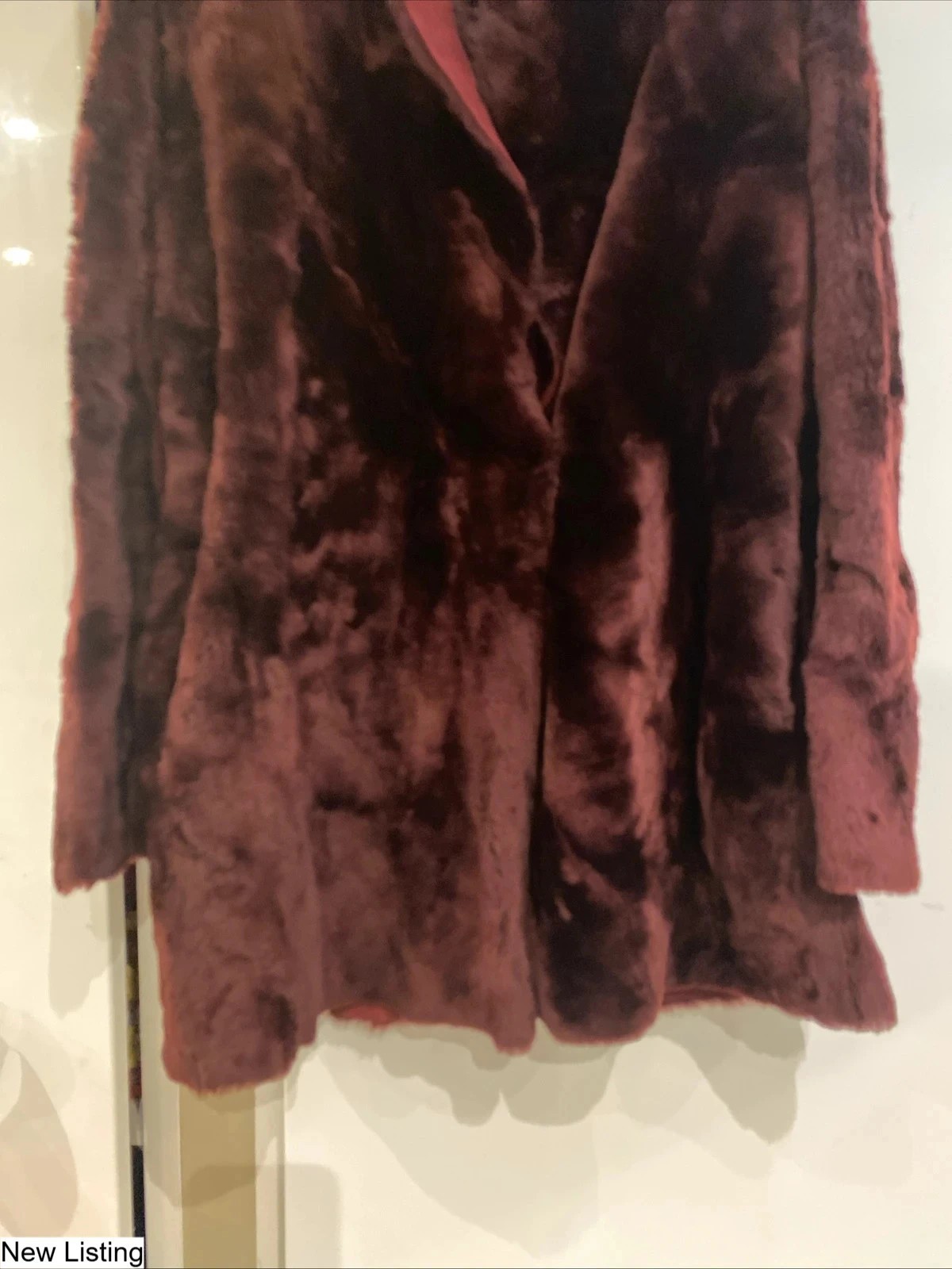 Theory Clarene reversible sheepskin short fur jacket M in claret red NEW #demure