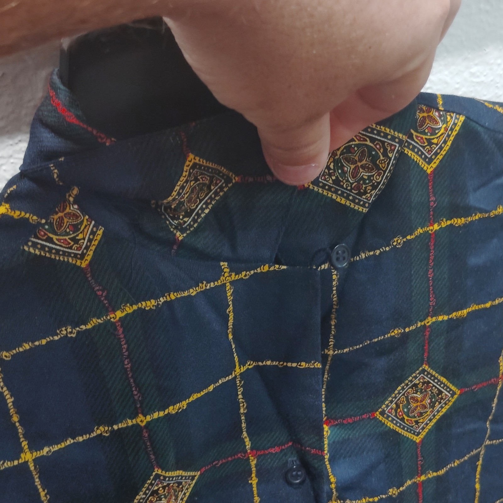 VTG 80’s J. McLaughlin for Sanyo Womens 6 Blue Plaid Collared Long Sleeve Rayon
