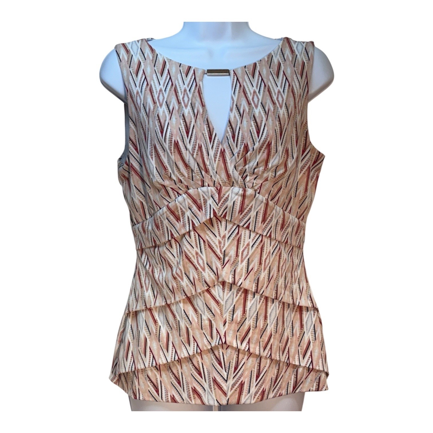 White House Black Market Sleeveless Tank Geometric Pattern in Warm Tones Size S