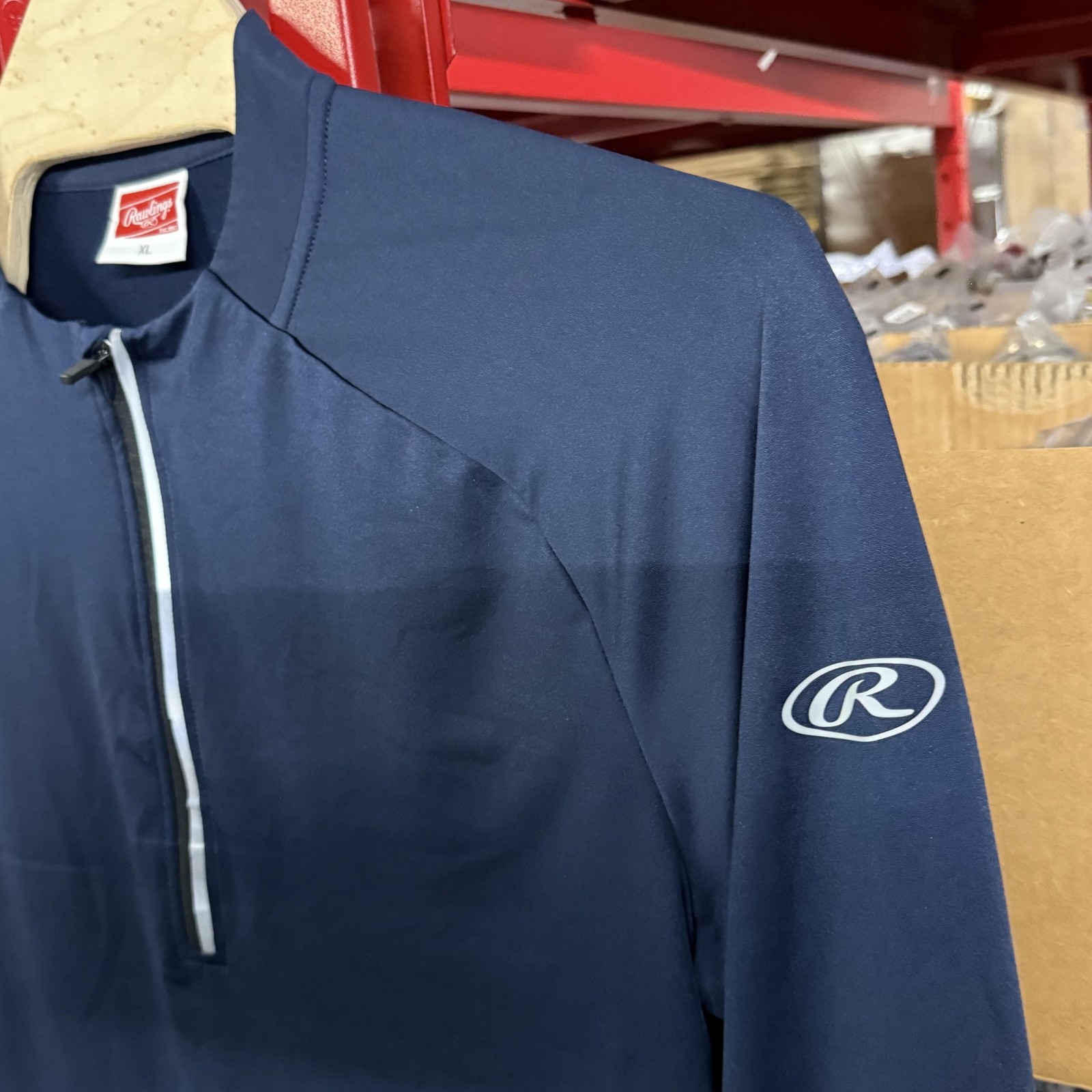 Rawlings 1/4 Zip Pullover Mens XL Blue Long Sleeve Baseball Performance Stretch