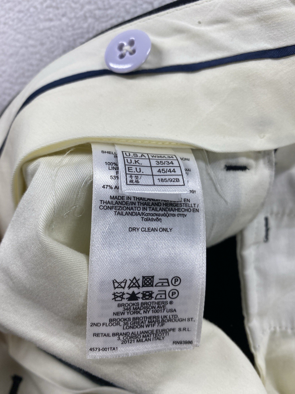 Brooks Brothers Madison Wool Pants Men 35×34 Black Cuffed Preppy Trousers