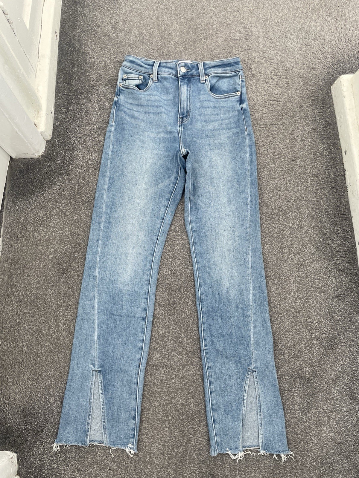 Pistola Jeans Sz 27 High Rise Slim Bootcut Front Slit Blue Denim