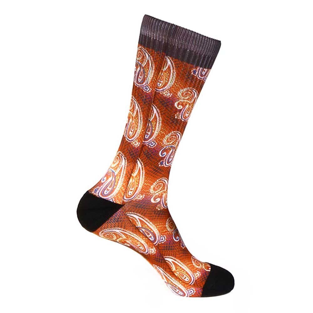 Steven Land Paisley Sublimation Pattern Red Multi Cotton Nylon Spandex Socks
