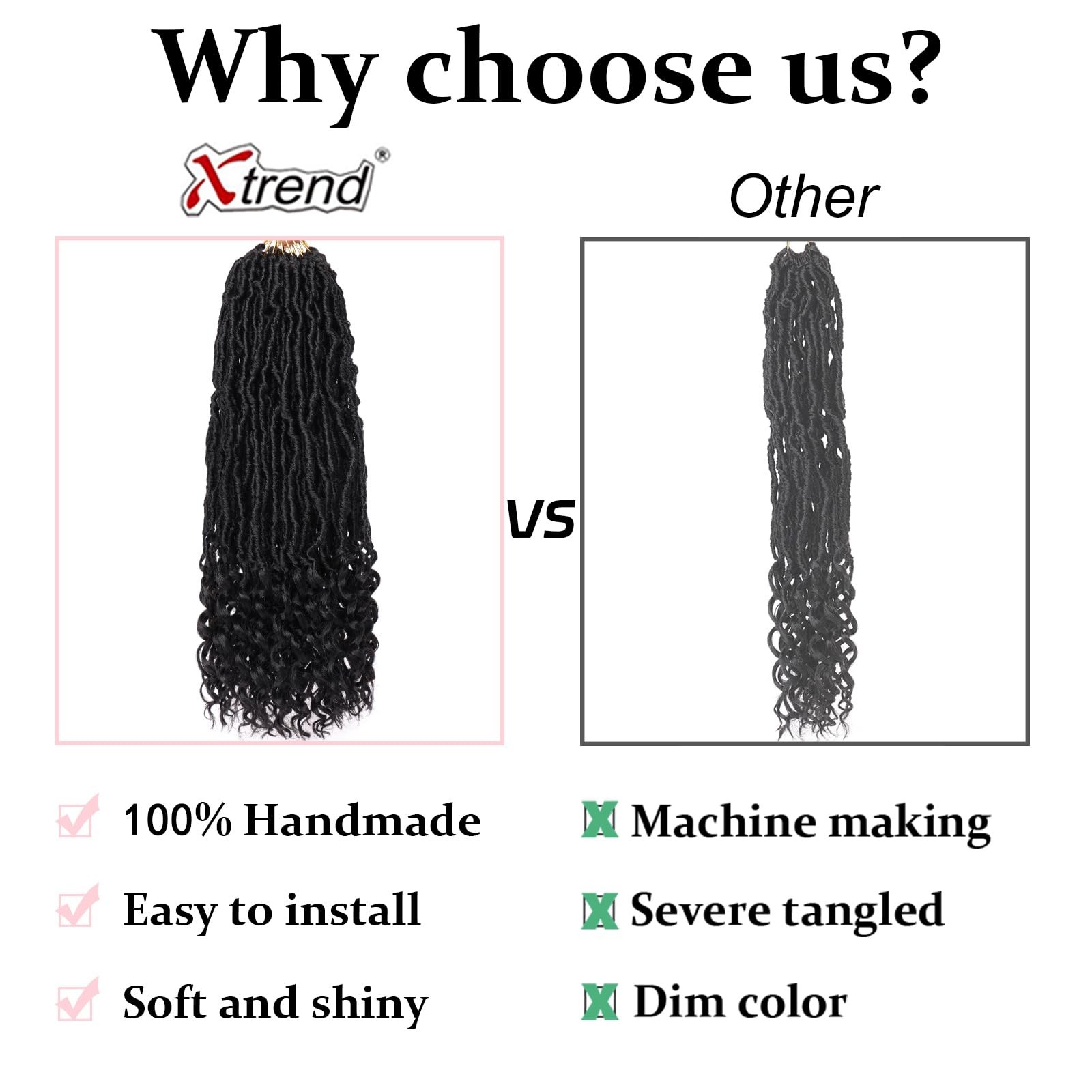 18 Inch Goddess Faux Locs Crochet Hair with Curly 18 (Pack of 2), 1B