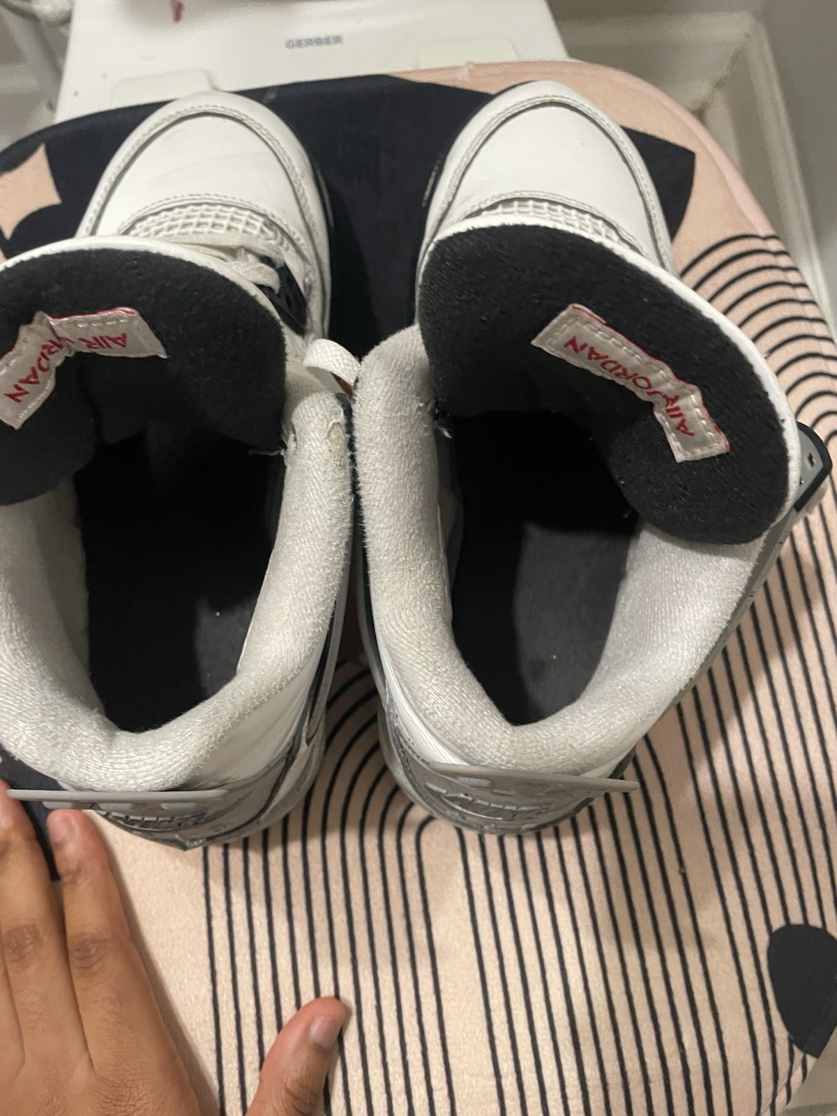 Jordan Air Jordan 4 White/Black/Gray/Red Mid Top Lace-Up Athletic Sneaker