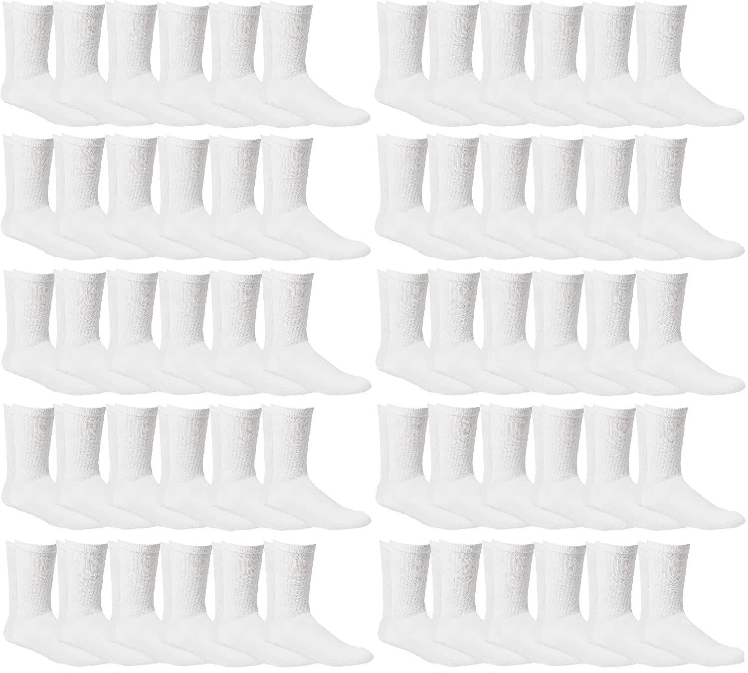 60 Pairs Wholesale Bulk Men’s Solid Sports Cotton Crew Socks 9-11 10-13