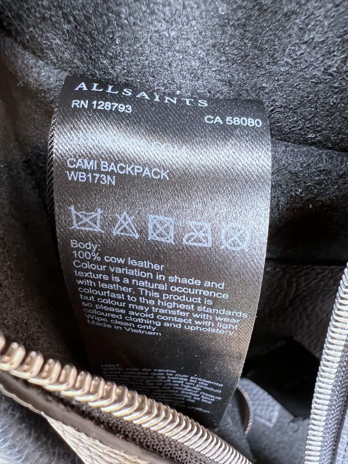 AllSaints Ladies Leather CAMI Backpack Bag Black Biker All Saints Rucksack