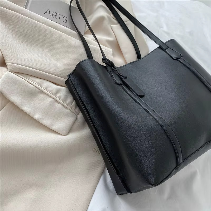 Minimalist Womens Casual Leather Tote Bag Large Capacity Shoulder Shopper Bag