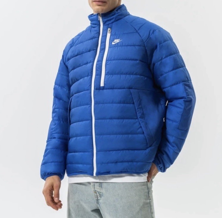 NIKE XL Therma-FIT Legacy Puffer Jacket Blue White Swoosh Full Zip dq4929 Men’s