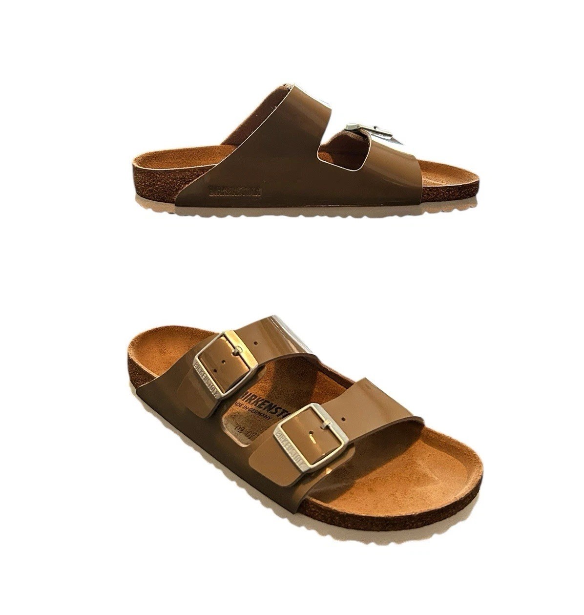Birkenstock Birko Flor Arizona Patent Sand 1013069 Medium/Narrow Size 42 New