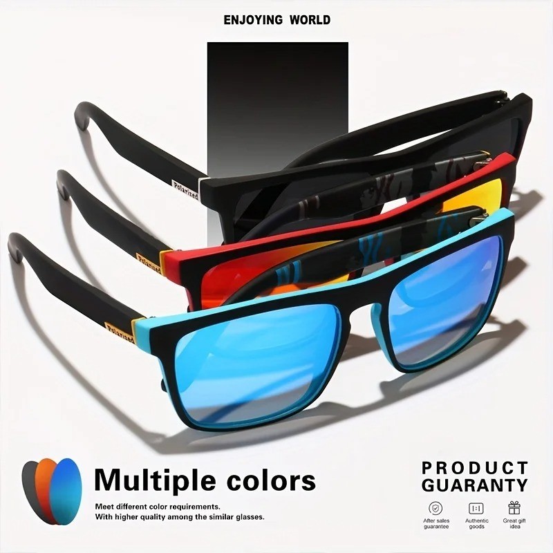 4PCS Wood Grain Spring Hinge Sunglasses Square UV400 Retro Unisex