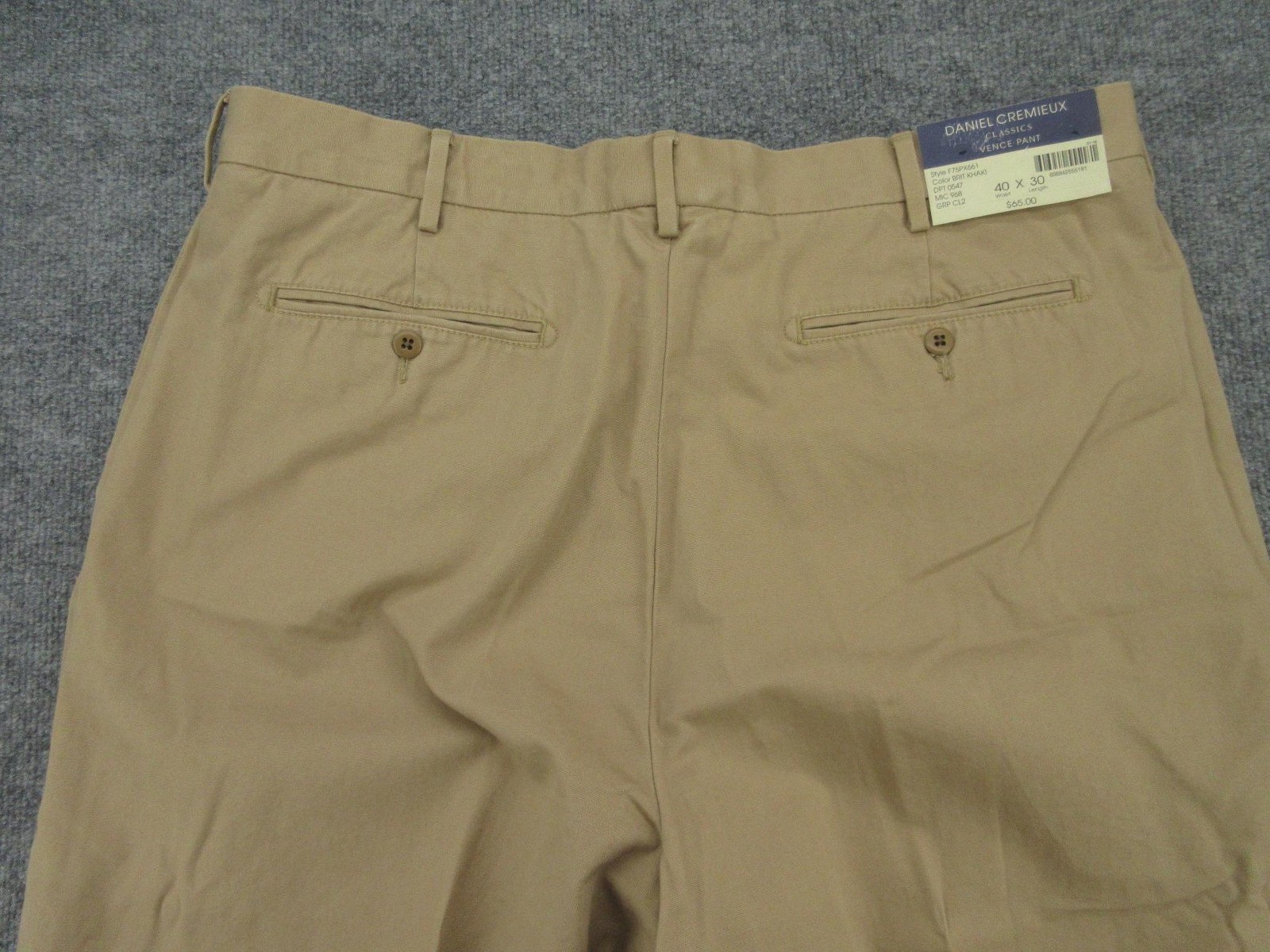 Daniel Cremieux Pants Mens 40×30 (Hem’d 40×28) Brit Khaki Vence Chino Flat Front