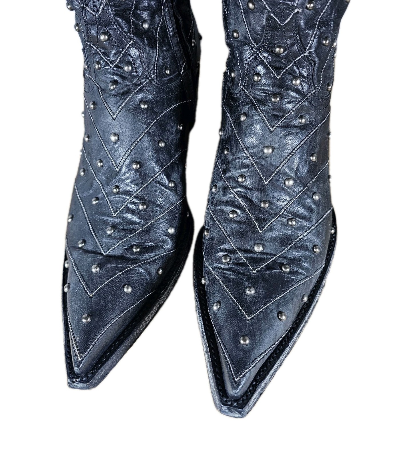 Old Gringo 18 in Black Studded Boots Hosifukami Sz 9 Knee High Zippered