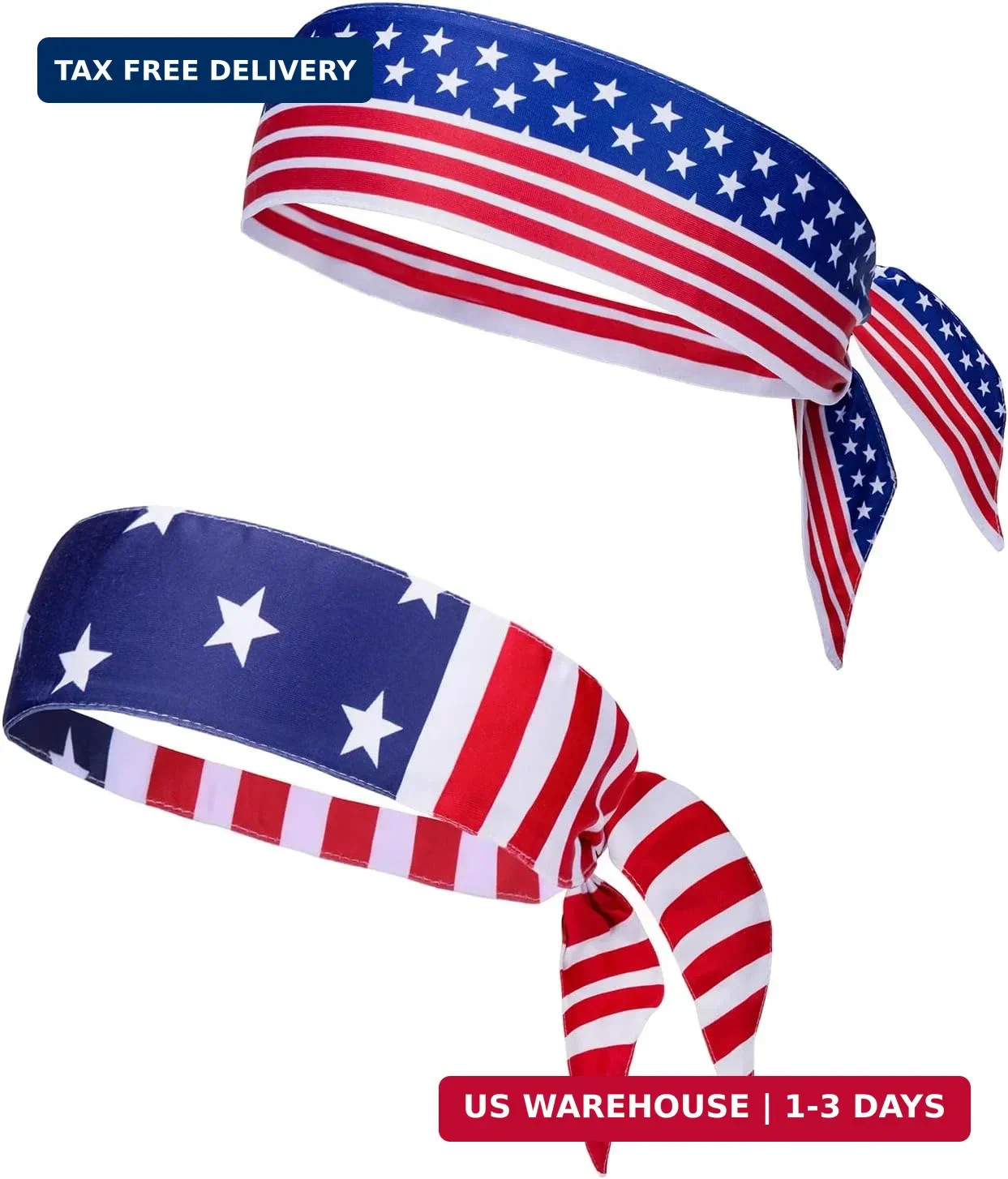 2PCS American Flag Bandana Headbands USA Patriotic Headband for Men Women Perfec