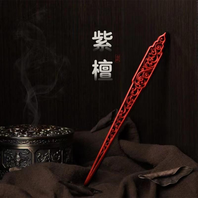 Red Sandalwood Hairpin Vintage Chinese Style Bun Stick Hanfu Hair Accessories