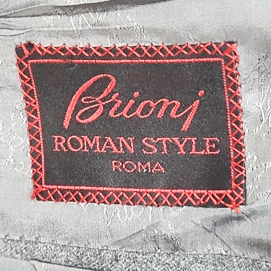 Brioni Bespoke 100% Wool Suit Men 42R Gray 2 Button Pleated Cuffed Pants Italy