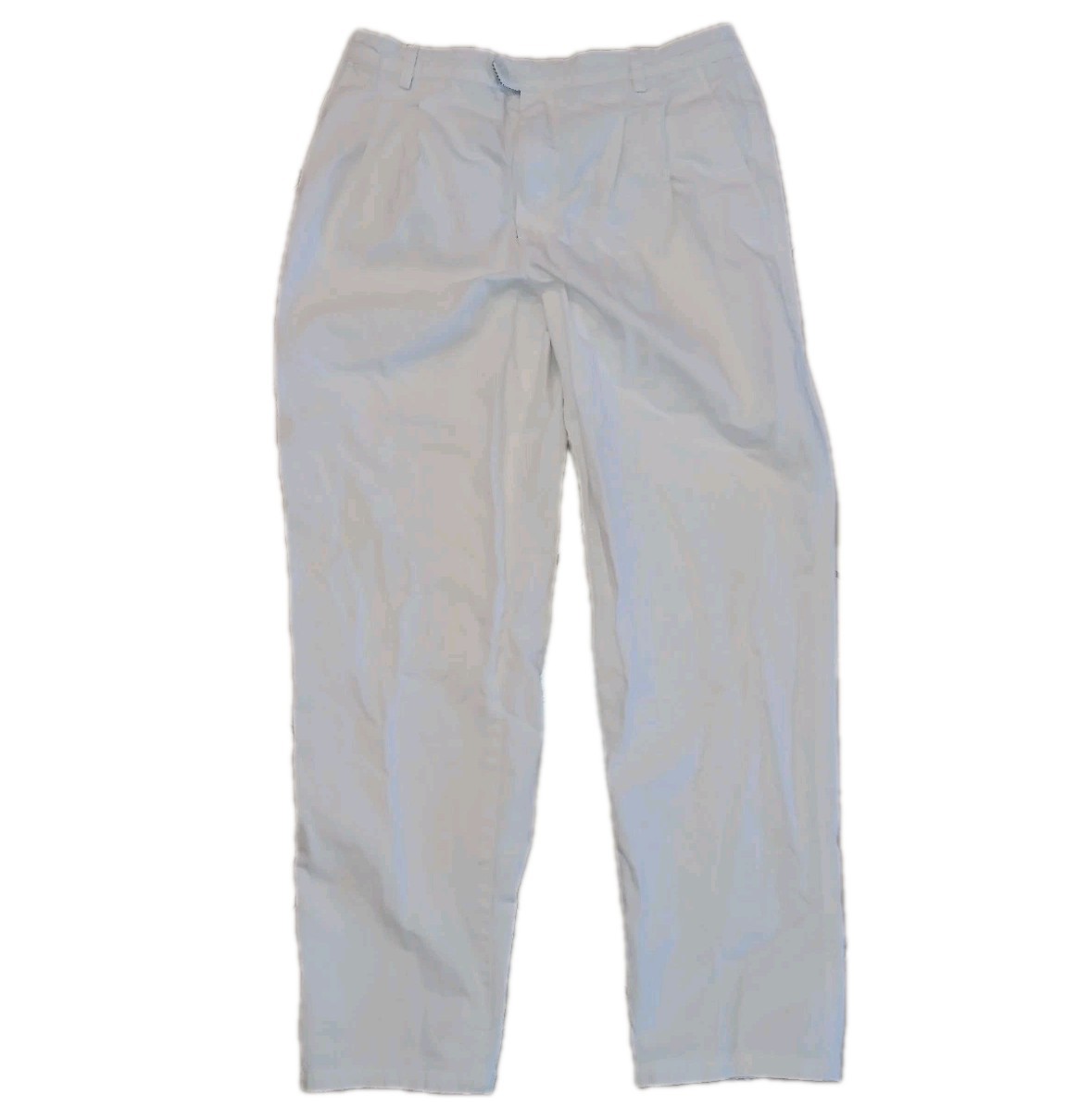 NORSPORT Vtg Pleated Pants Men 34xOpen White Retro Miami 90s Highwaisted Trouser