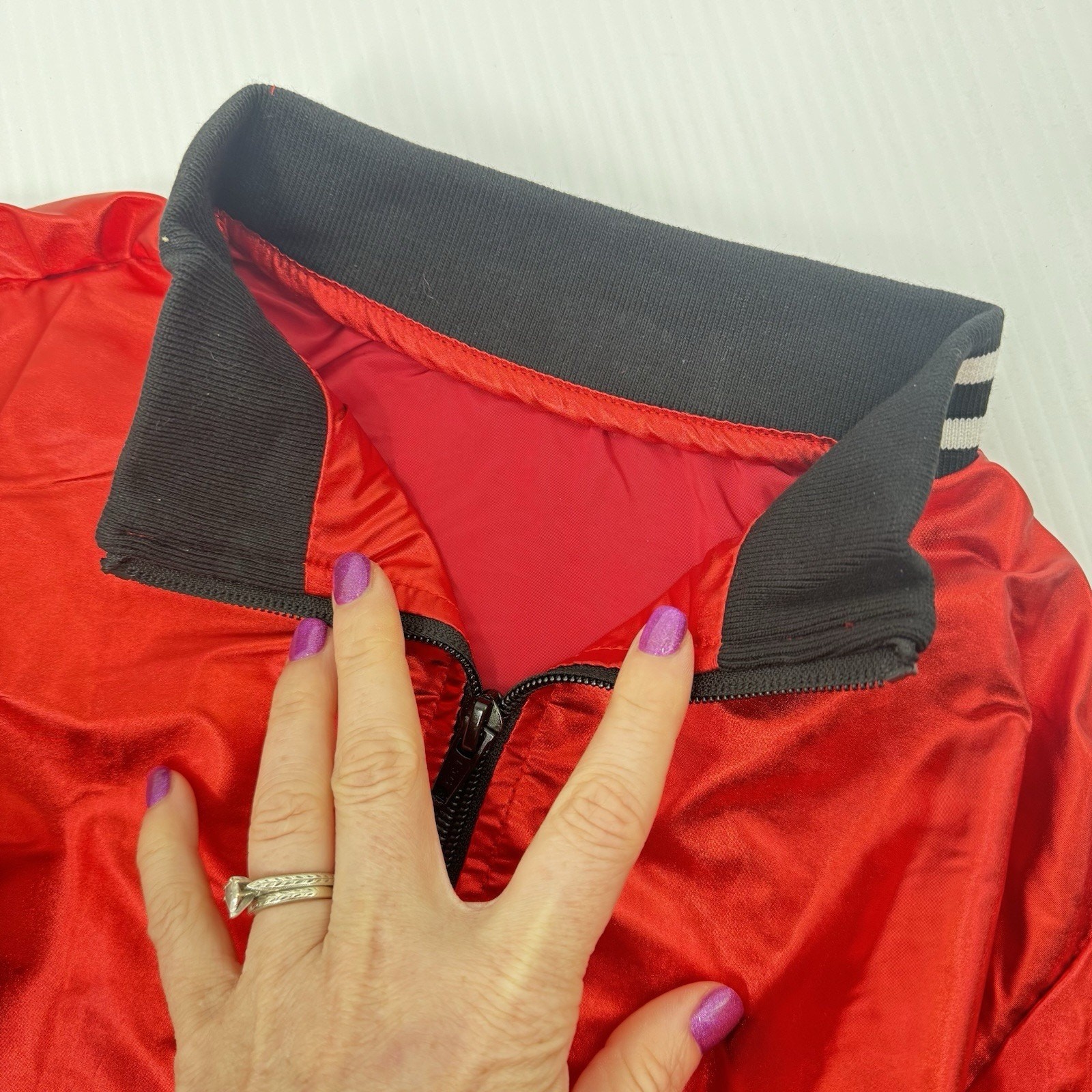 Metallic Red Cropped Jacket Windbreaker Hiphop Costume Top Childrens Size Large