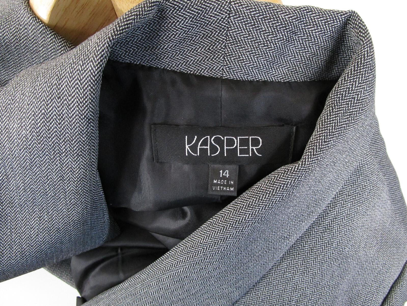 Kasper Womens Plus Size Solid Gray Pant Suit Size 14 Formal Business Career