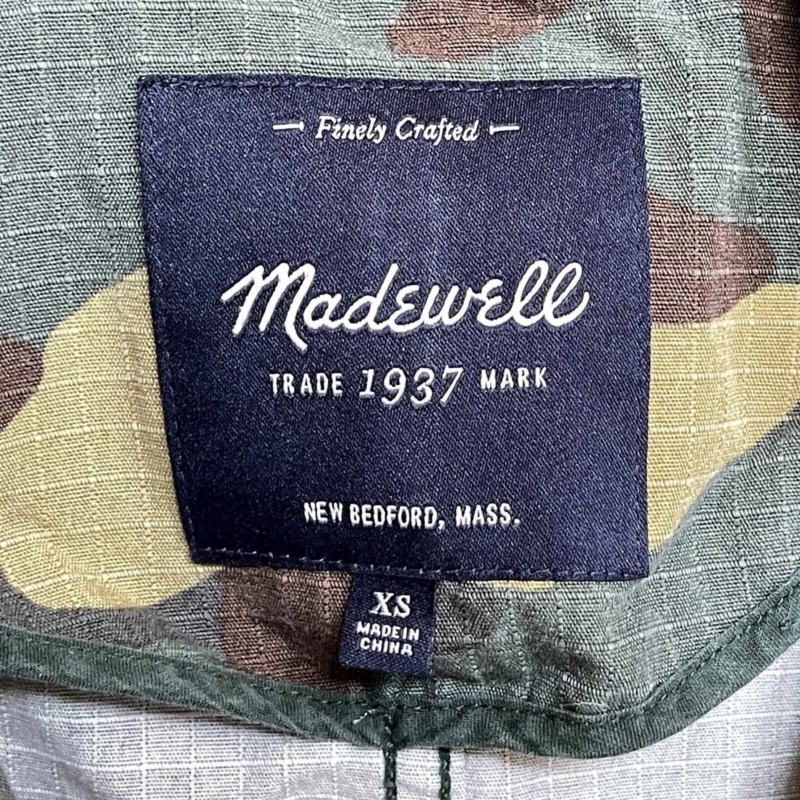 MADEWELL Camo Military Cargo Utility Jacket Green Khaki Size XS Cotton