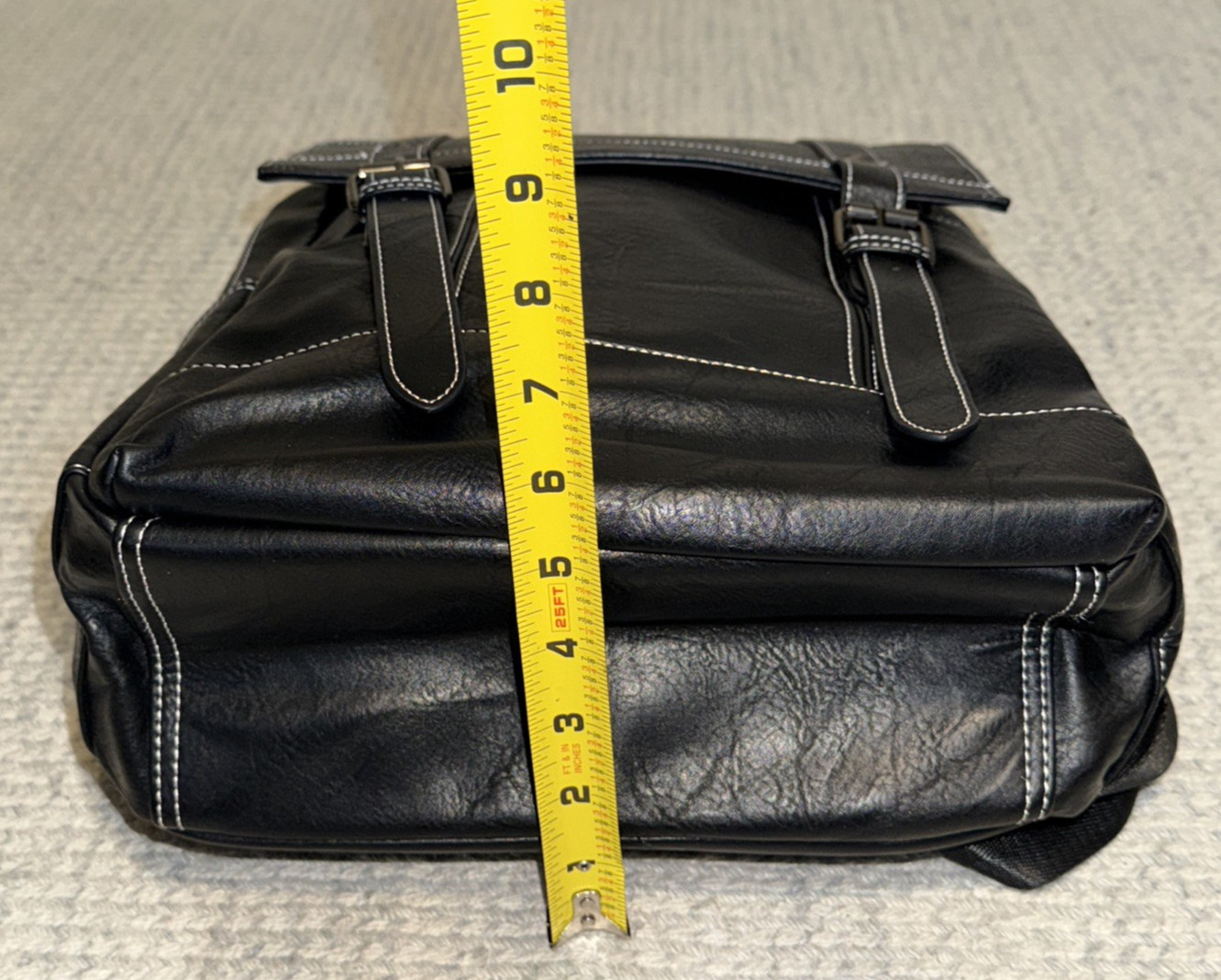 Mad Man Drake Black Vegan Leather 15″H x 12″W x 5″D Backpack Faux Leather #28987