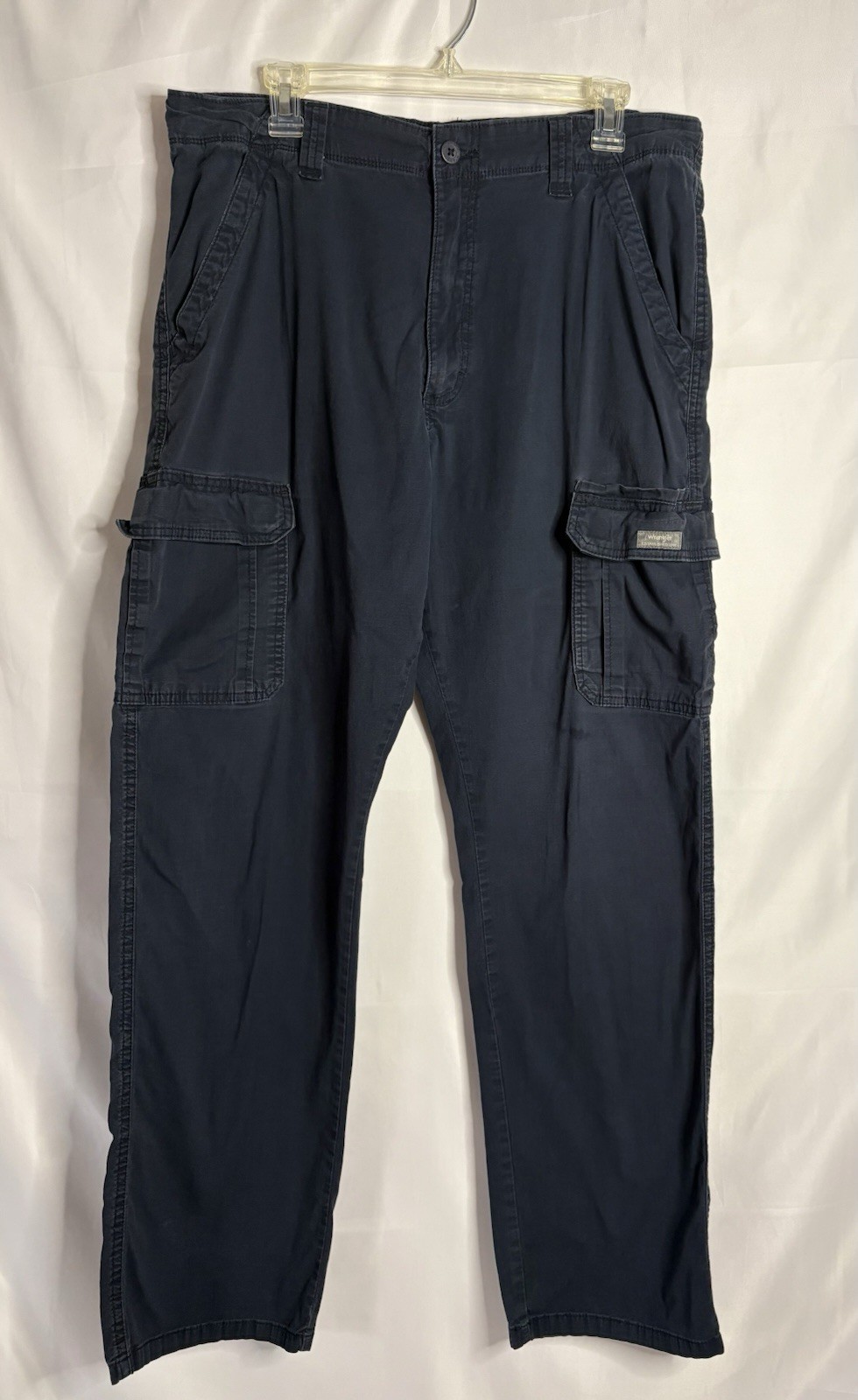 Wrangler Men’s Relaxed Fit Ripstop Cotton Cargo Pants Blue size 36W 32Pockets