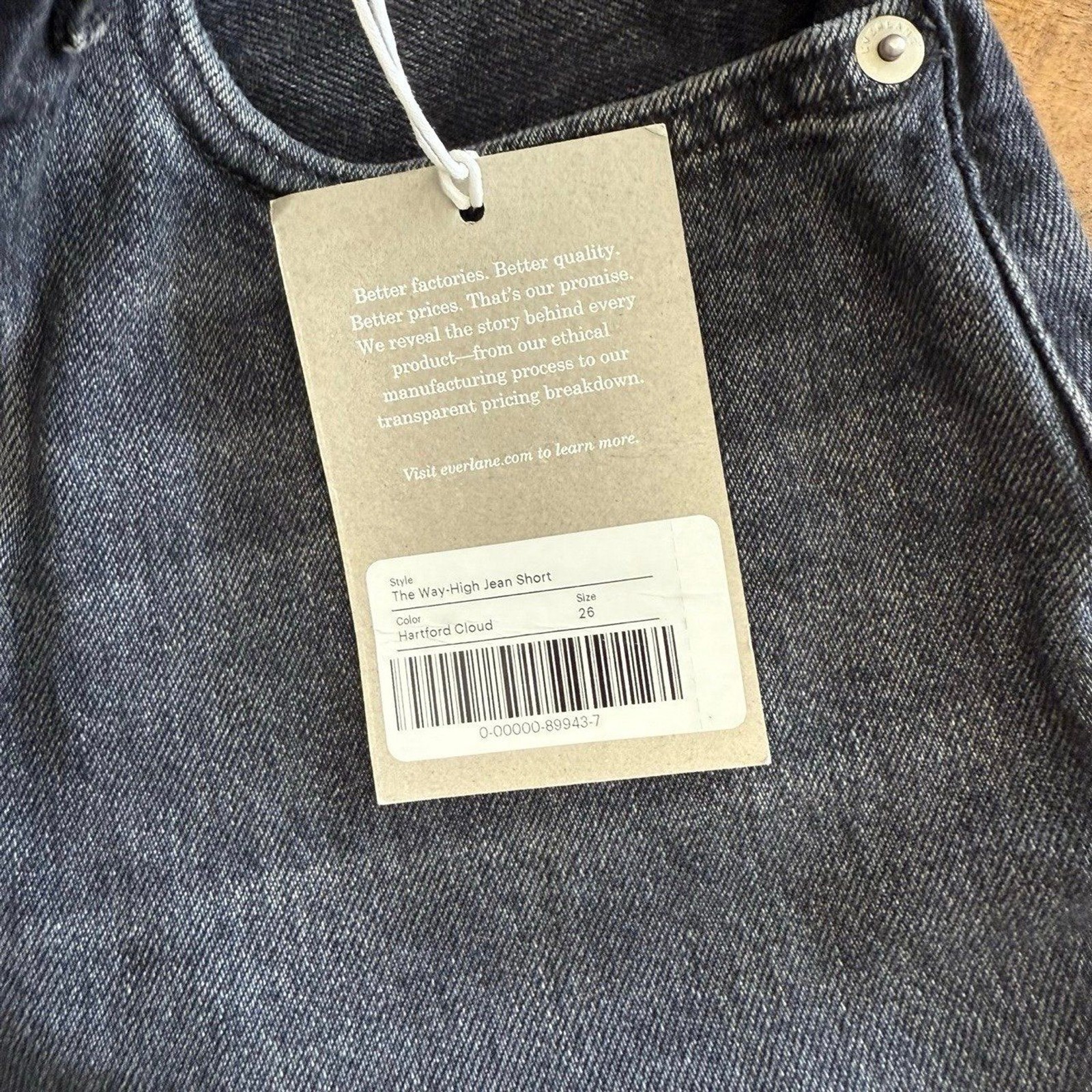 Everlane The Way High Jean Short in Hartford Cloud Size 26