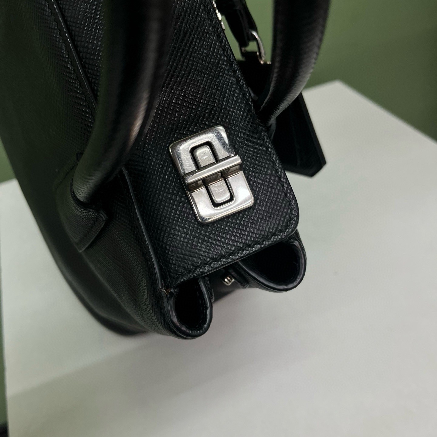 Prada Pre-Owned Authentic Pouch 26*17*13 Silver Free Tracked Shipping
