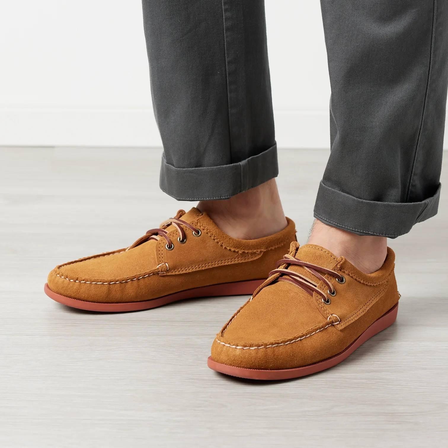 Quoddy Blucher Suade Moccasins with Vibram Outsoles Size 8