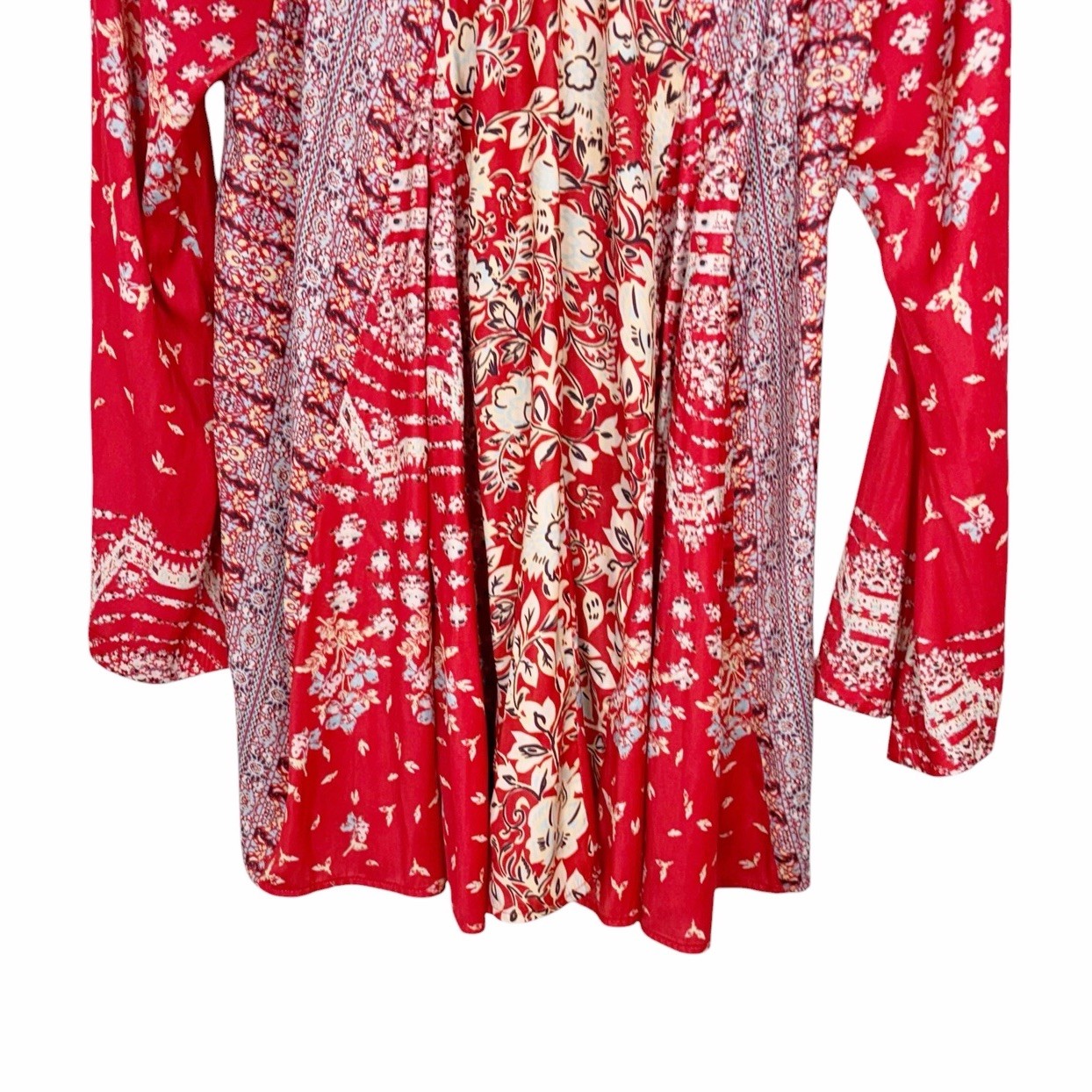 Free People Stevie Printed Tunic Mini Dress Red ob1252142