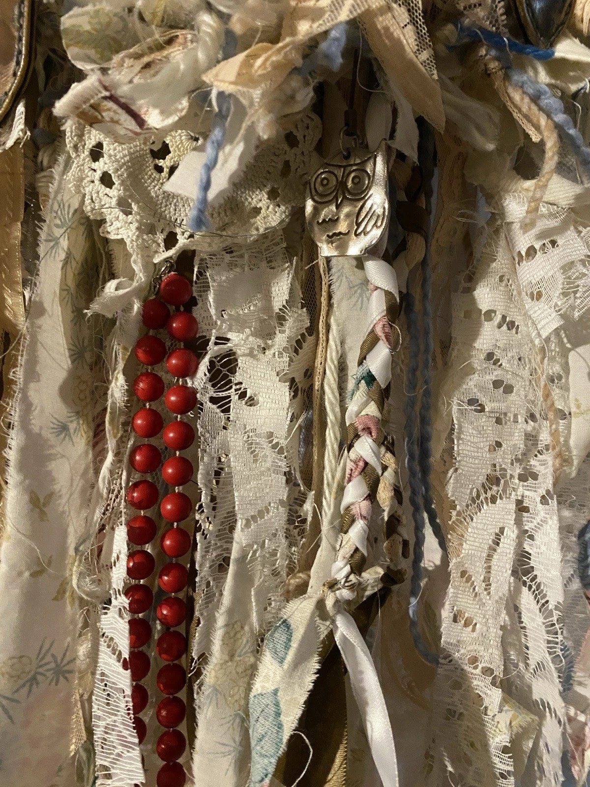 BOHO FRINGE ROMANTIC REWORKED SHABBY BAG PURSE Tapestry Funky Upcycled HIPPY