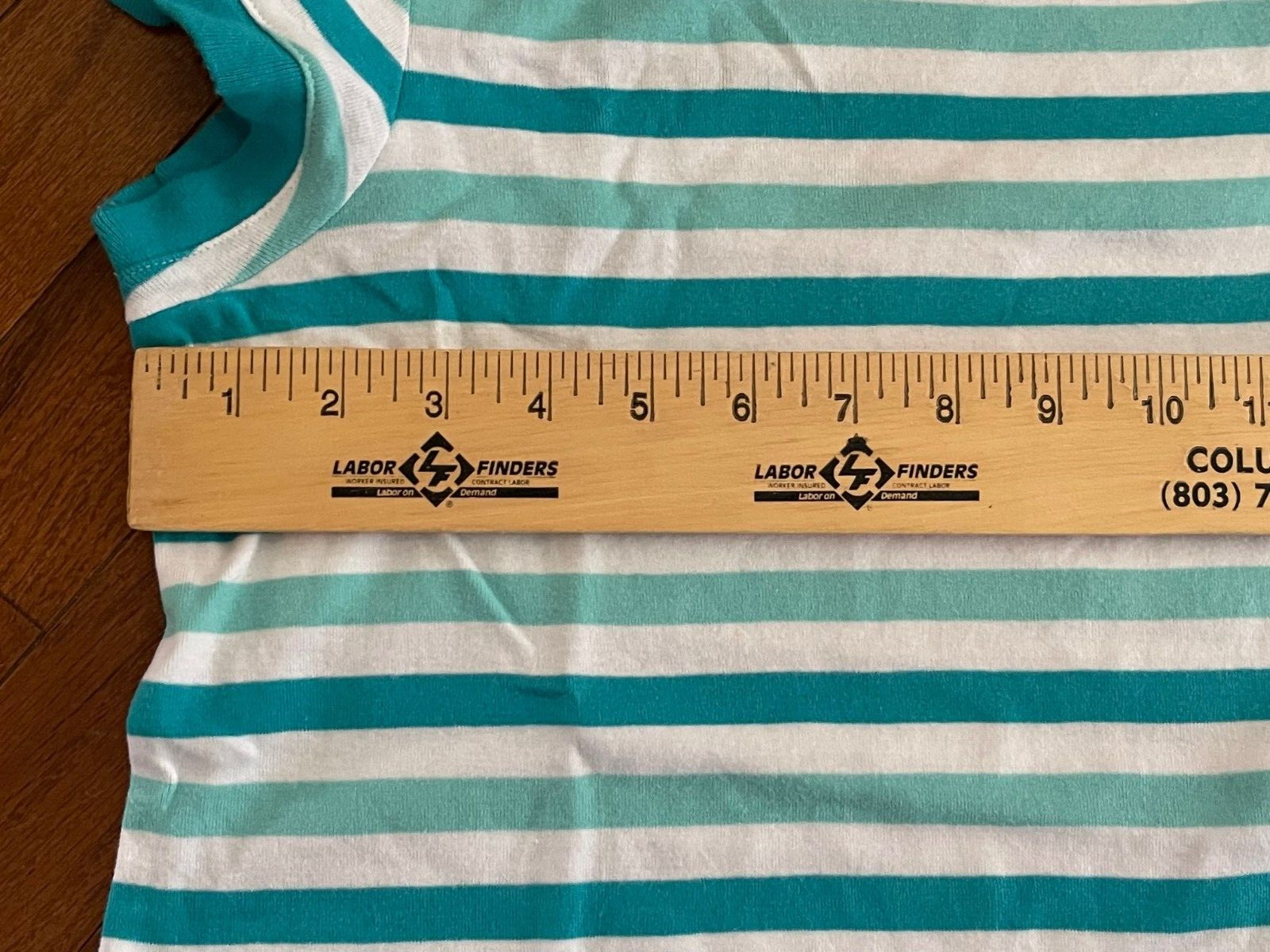 Talbots Petites Womens Turquoise and White Striped Top Shirt Size Large LP