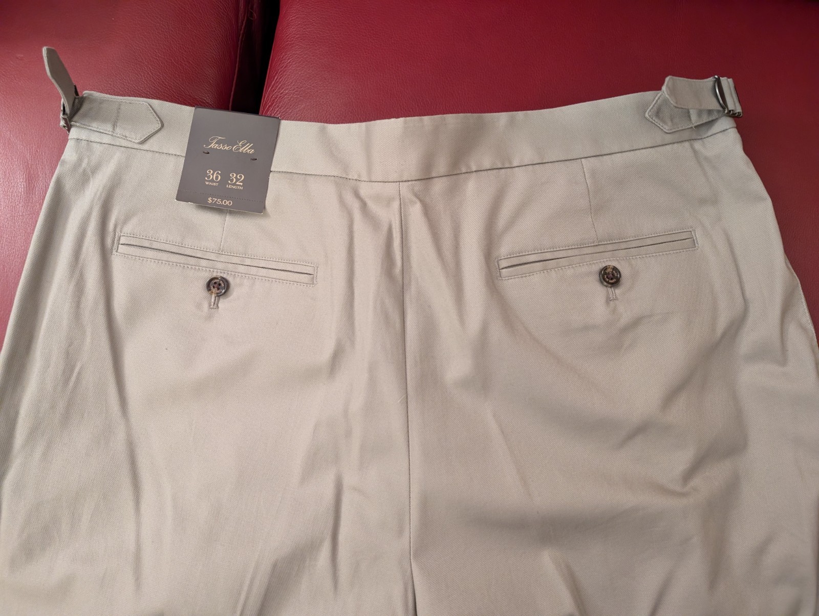 TASSO ELBA Men’s Grey Wood Pleated Tapered Classic Fit Stretch Pants, 36W x 32L