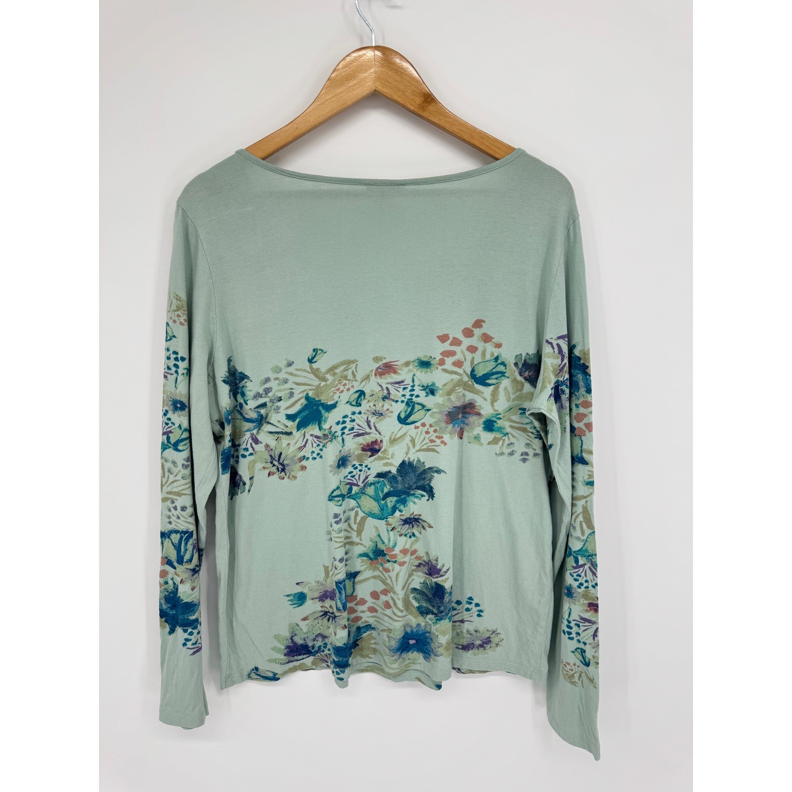 Sundance Floral Sequin Embroidered Top Women L Sage Green Boho Whimsical Artsy