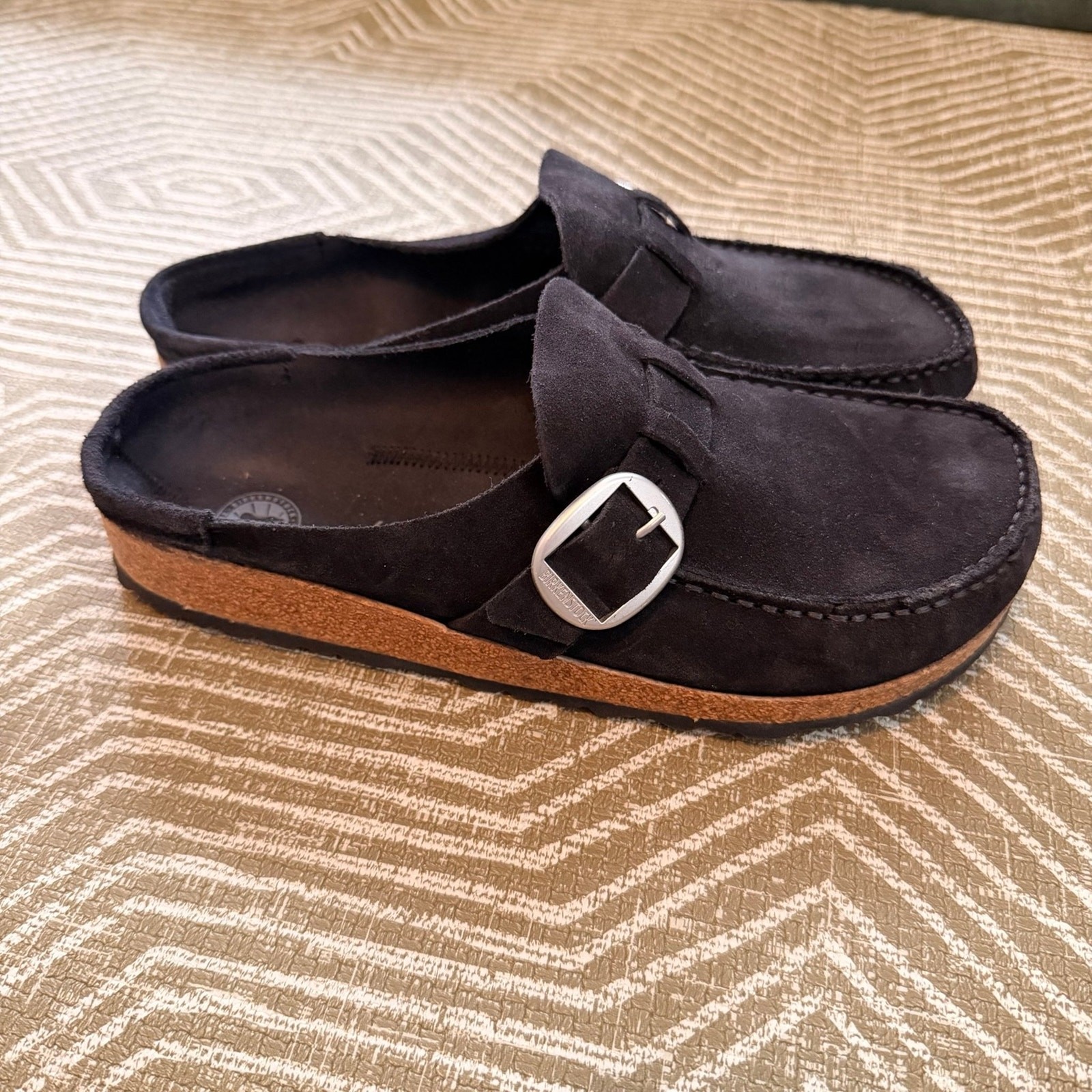 Birkenstock Buckley Black Suede Clogs Mule Shoes Size 41 US 10