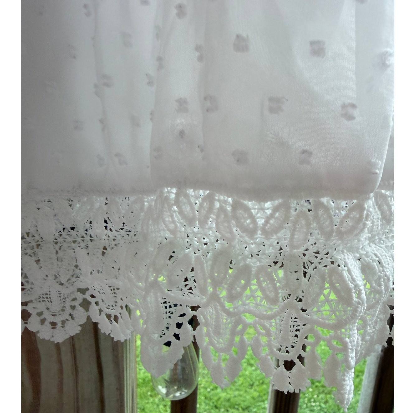 Fariycore Boho Coquette Cottagecore SHEIN White Swiss Dot Lace Mini Dress L