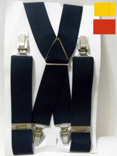 Wide 1.25″ Suspenders 4 Clip and 3 Clip Men’s Unisex Stretch Elastic Clip on