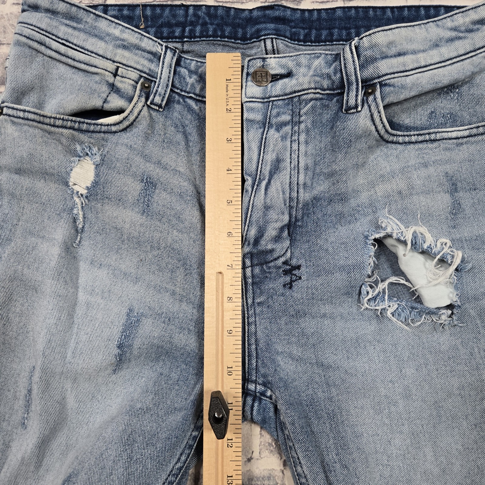 Ksubi Van Winkle Trashed Dreams Stretch Jeans Mens Size 34 Blue 34×32 Distressed