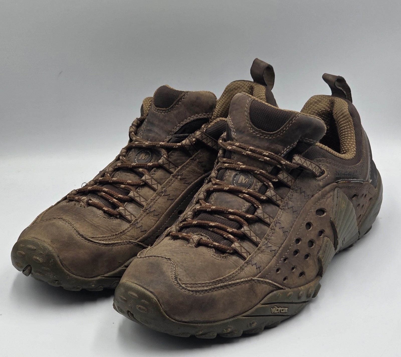 Merrell Intercept J75117 Men’s 10 Dark Brown Leather Hiking Trail Shoes