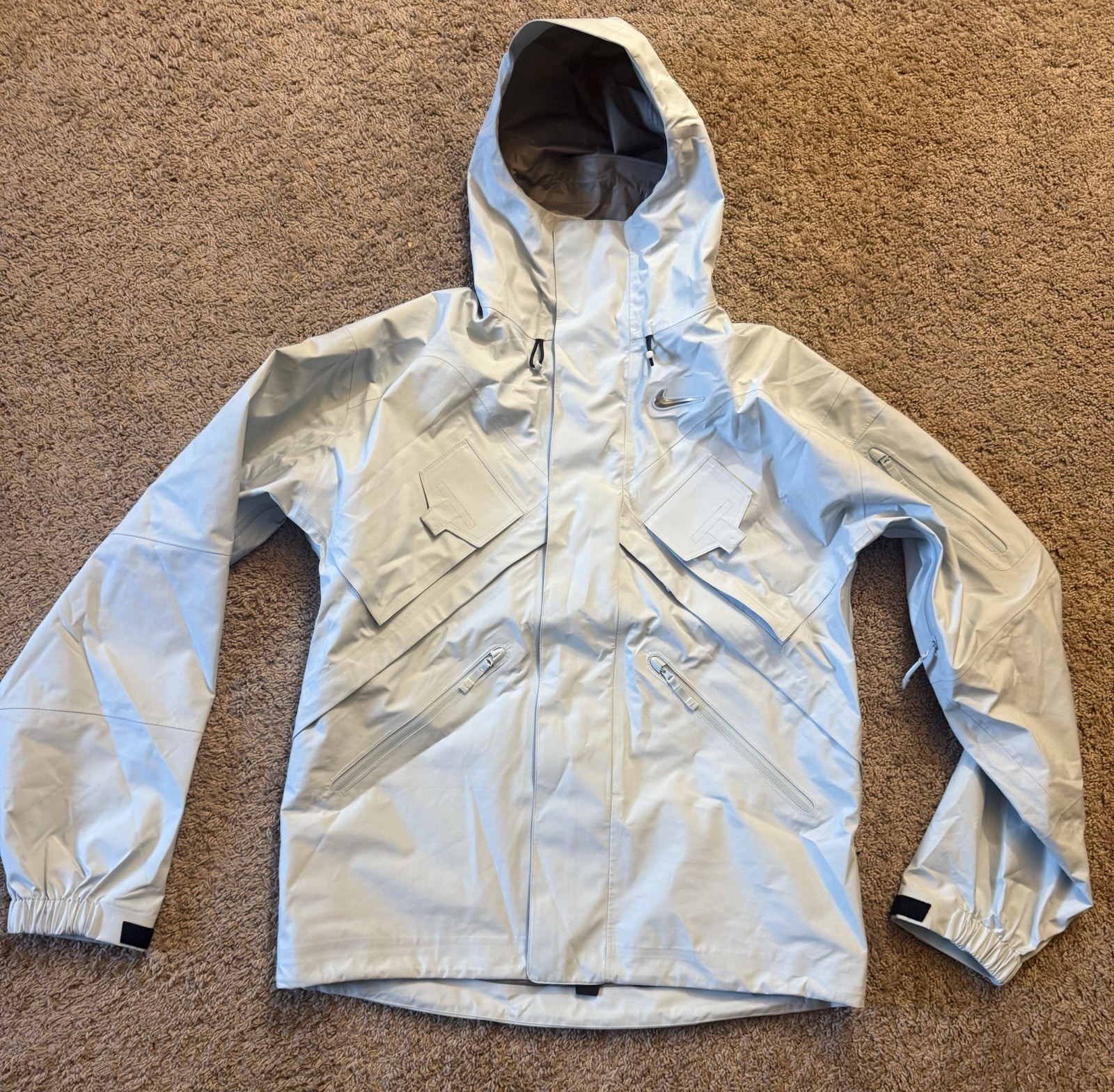 Nike NOCTA Men’s Light Blue Hooded Zip Windbreaker Jacket Size M Logo