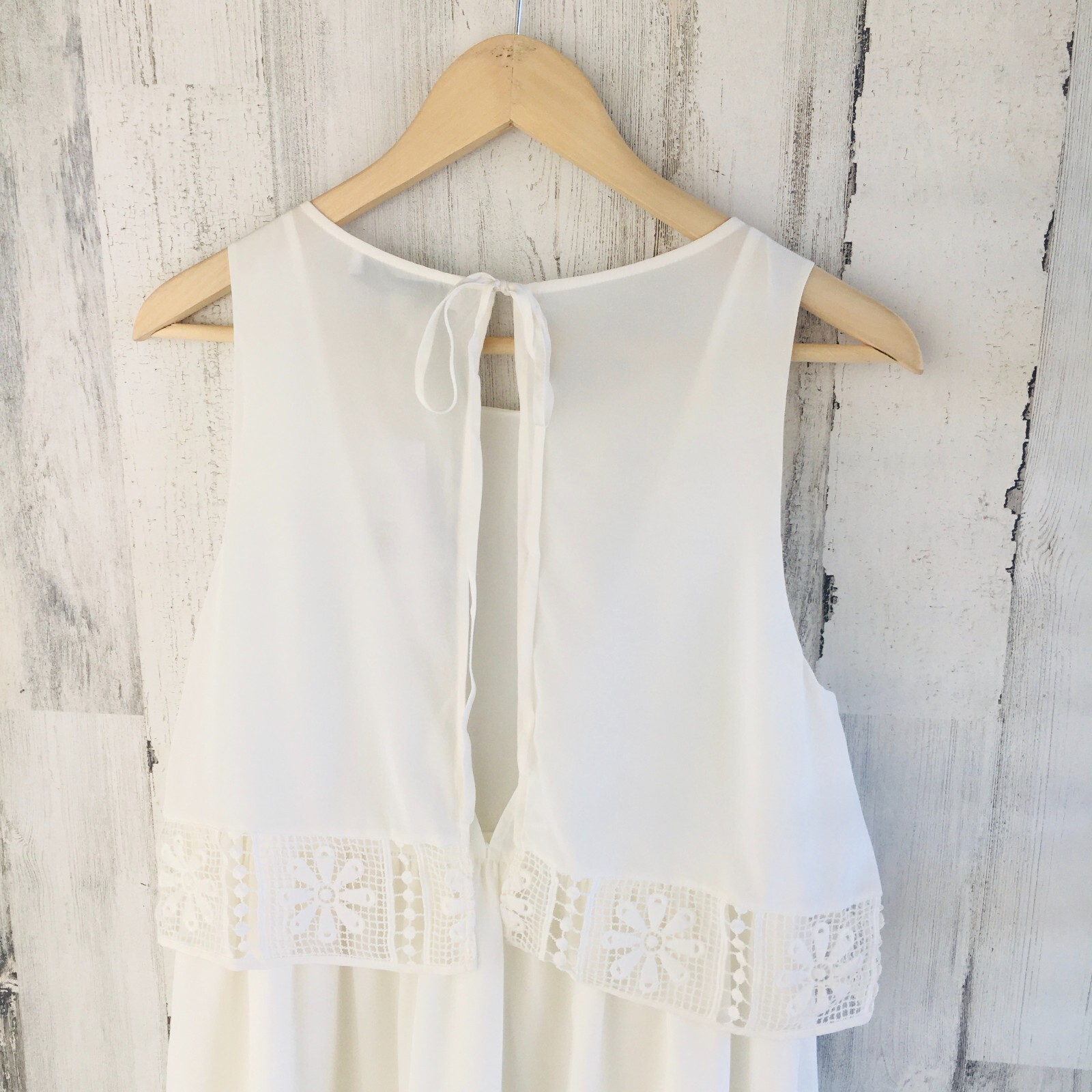 NWT $395 Elizabeth and James Callei Layered Mini Silk Dress Crochet Trim Ivory M