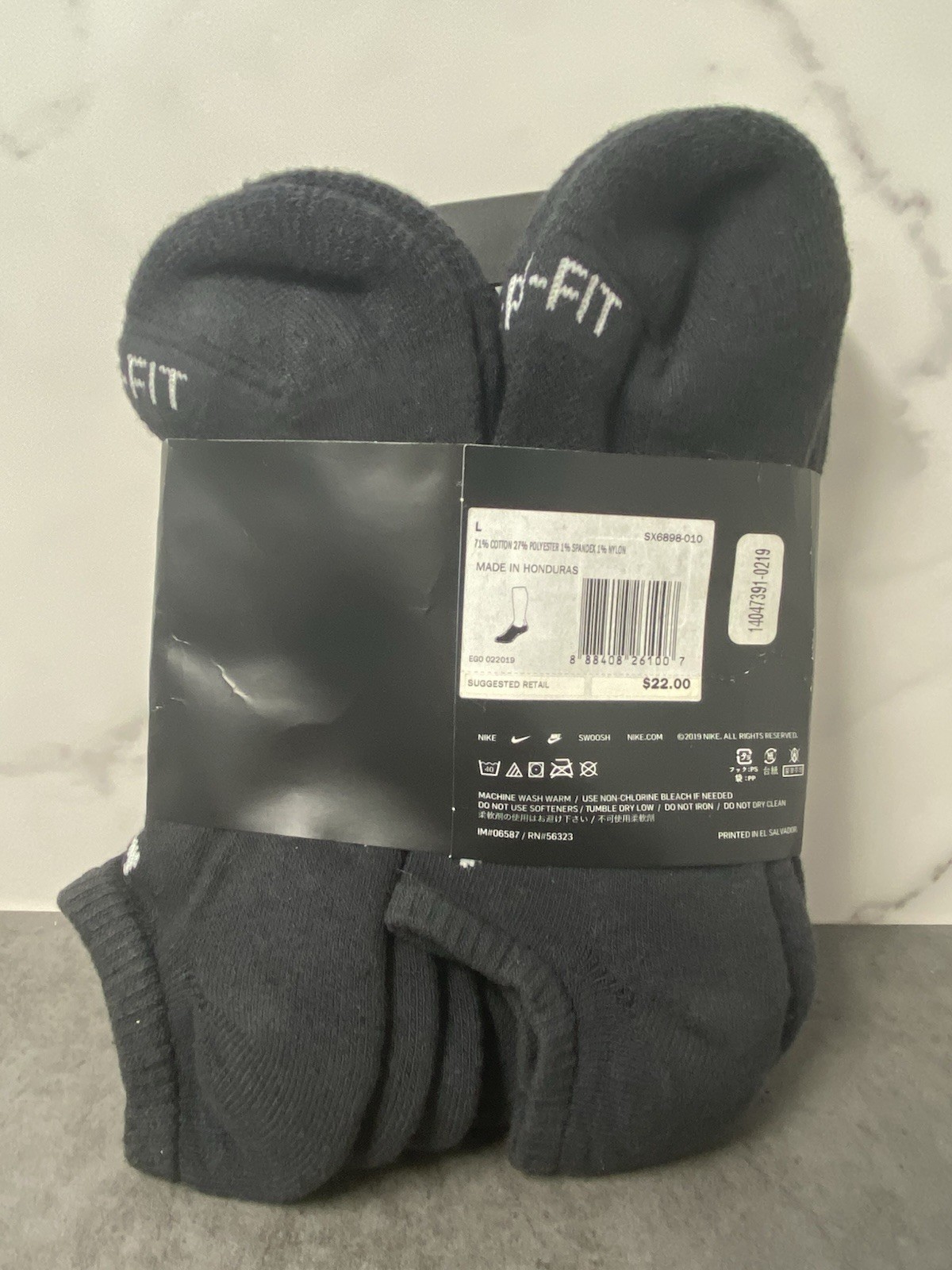 Nike NO SHOW Everyday Plus Cushion Unisex Drifit Socks – LARGE – BLACK – 6 Pair