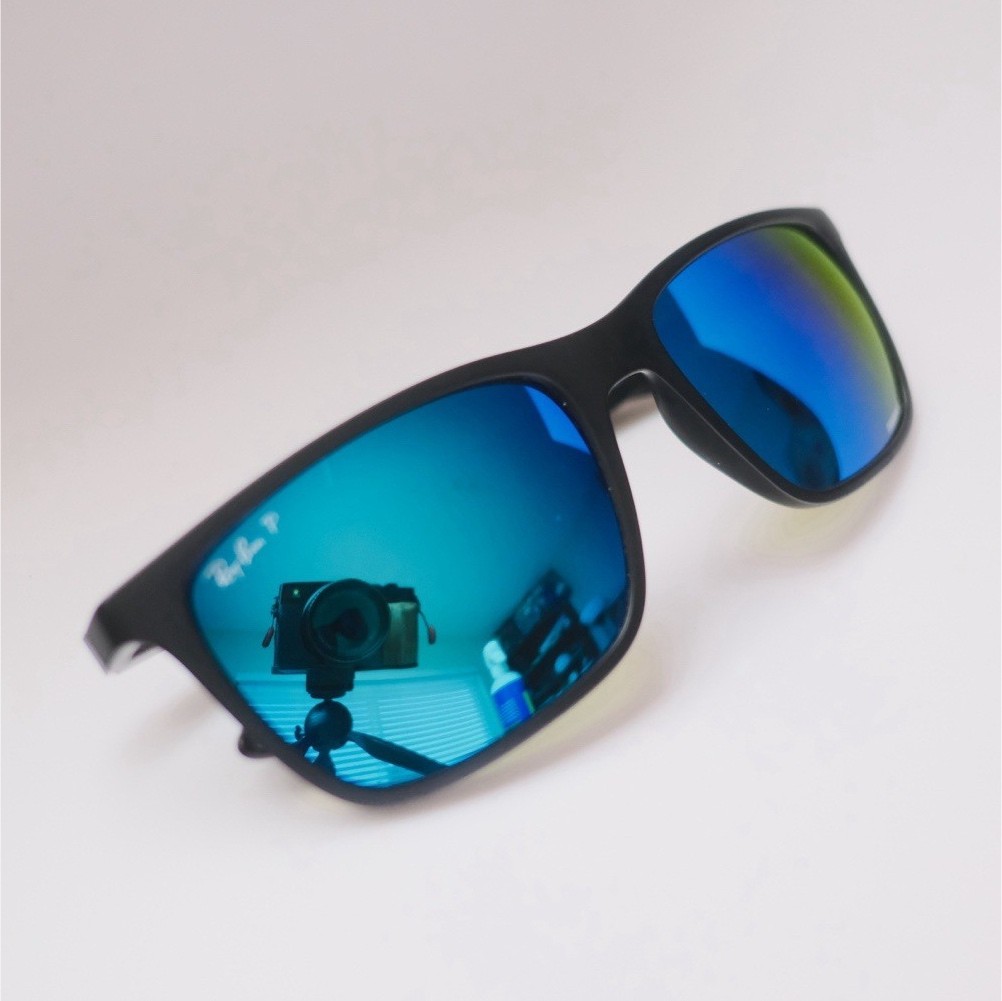 Ray-Ban RB4385 Chromance Polarized Blue Mirror Sunglasses Matte Black 58-18